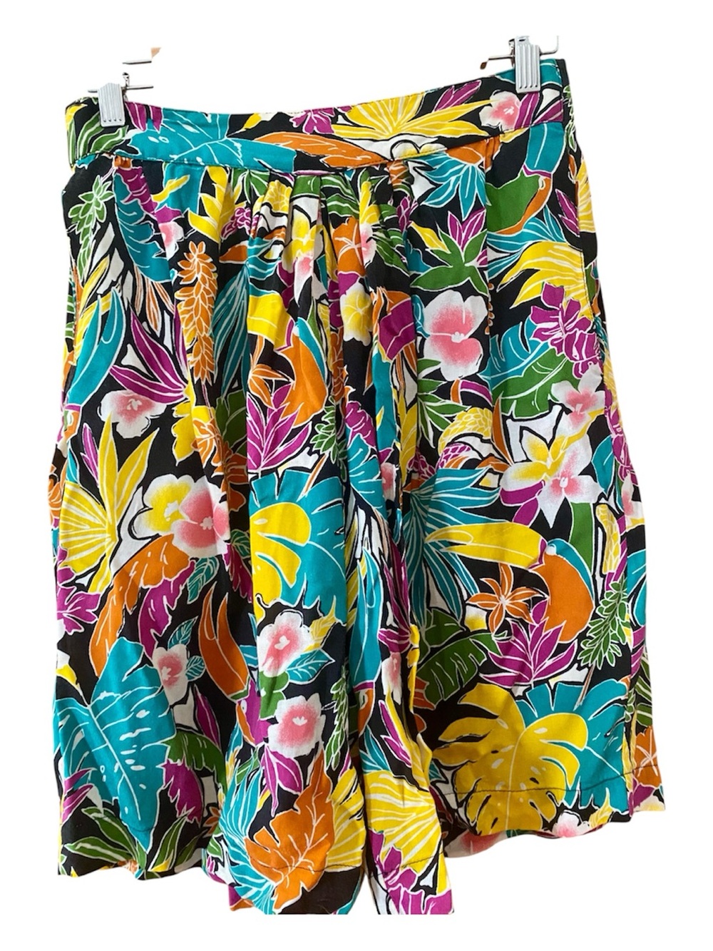 Vintage Sandra Ingrish Sport Tropical Floral Rayon Culotte Shorts M